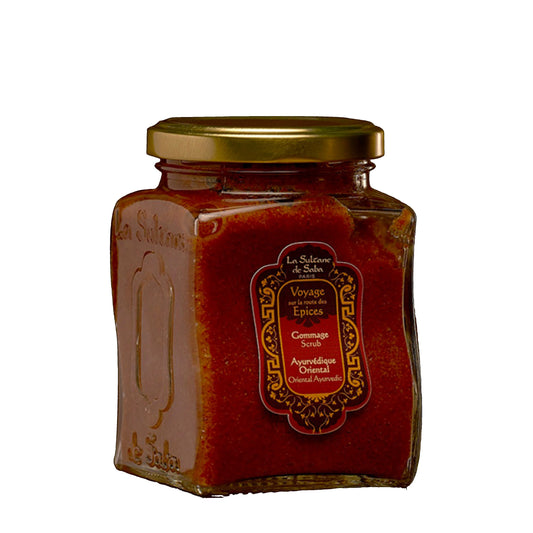 La Sultane de Saba Oriental Ayurvedic Scented Scrub – gintaras, vanilė, pačiulis – kūno šveitiklis 300g pr