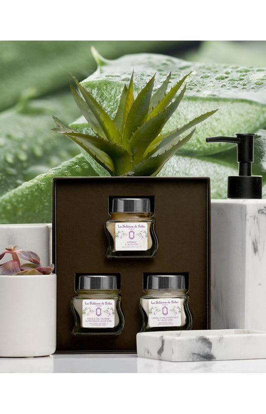 La Sultane de Saba Aloe Vera Facial care kit – figos, orchidėjos – veido priežiūros rinkinys – kremas, šveitiklis, kaukė