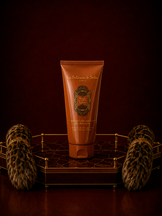 La Sultane de Saba Oriental Ayurvedic Scented Scrub – gintaras, vanilė, pačiulis – šilko baltymų kūno šveitiklis 200g