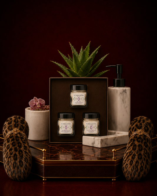 La Sultane de Saba Aloe Vera Facial care kit – figos, orchidėjos – veido priežiūros rinkinys – kremas, šveitiklis, kaukė