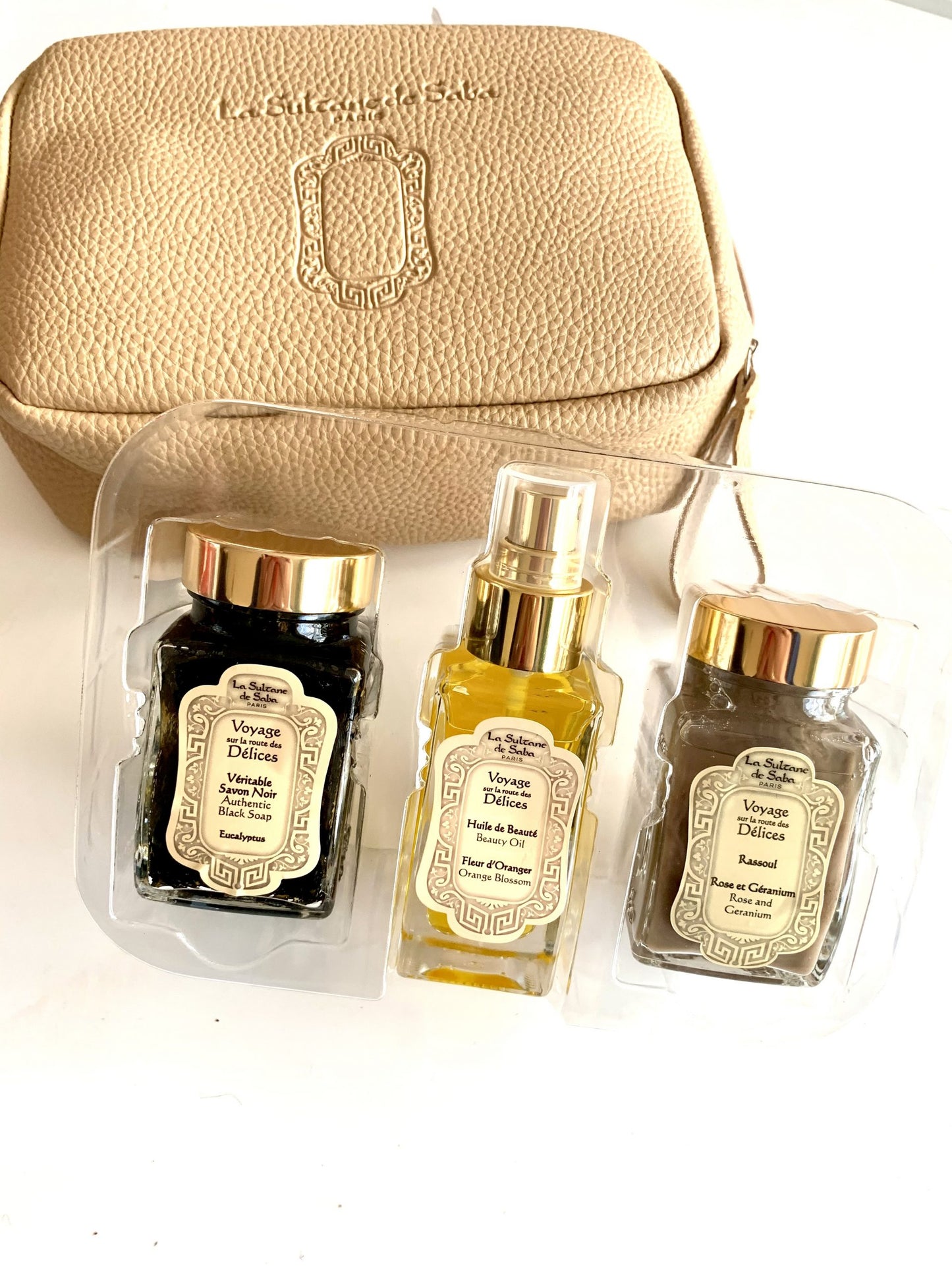 La Sultane de Saba Hamam Rituals Neutral Body care set – kūno priežiūros rinkinys – juodas muilas, grožio aliejus, rassoul