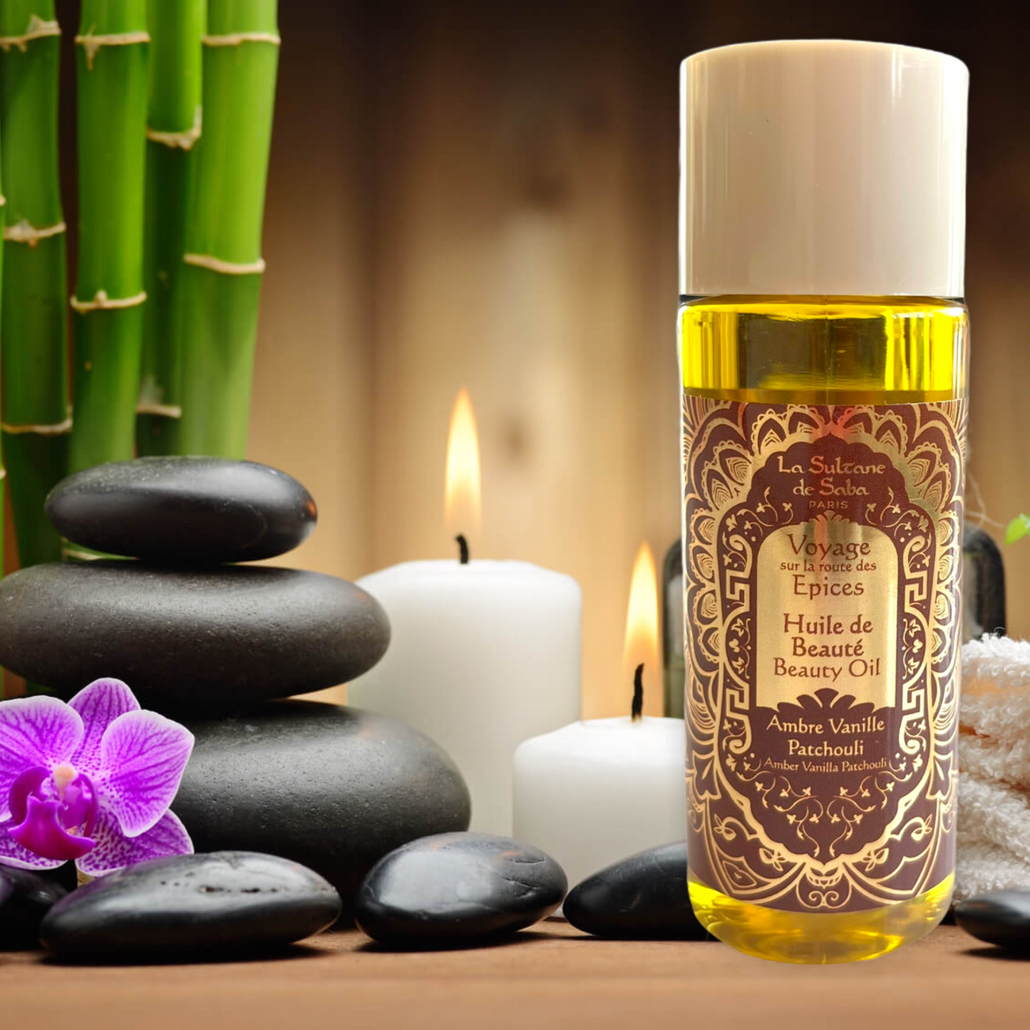 La Sultane de Saba Oriental Ayurvedic Scented Beauty Oil – gintaras, vanilė, pačiulis – grožio aliejus 50 ml